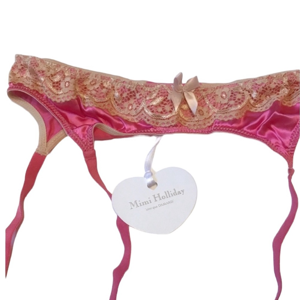 Mimi Holiday Silk & Lace Garter Belt, NWT